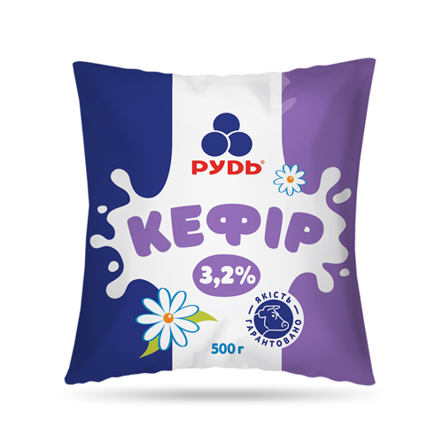 Кефір РУДЬ 3,2%, 500г, плівка поліетиленова